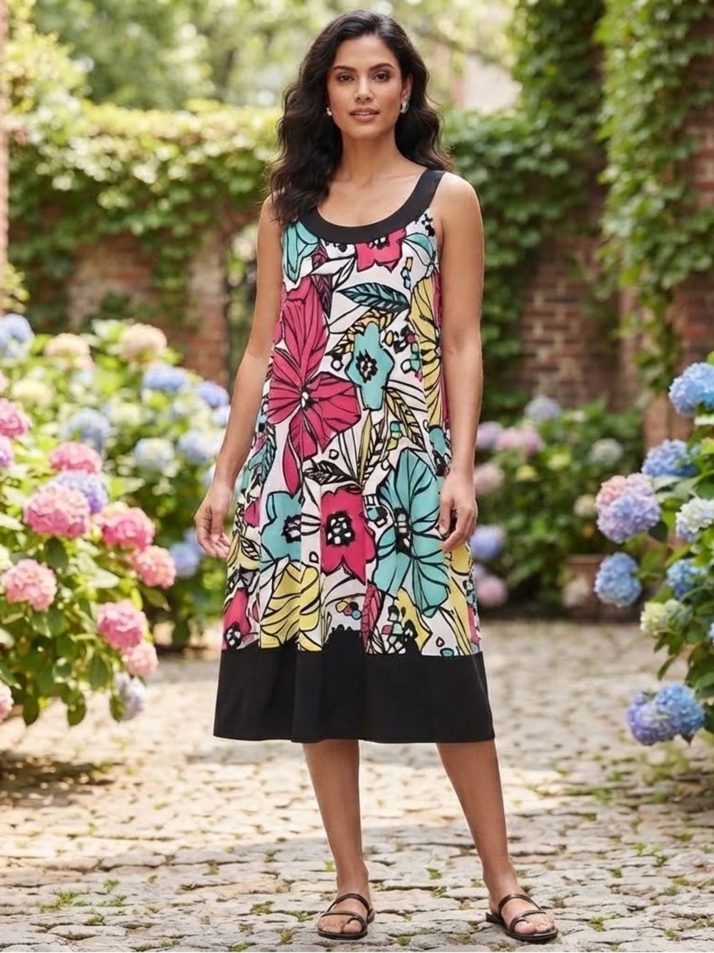 JONES NEW YORK Trapeze A Line Floral Summer Dress - Size 4